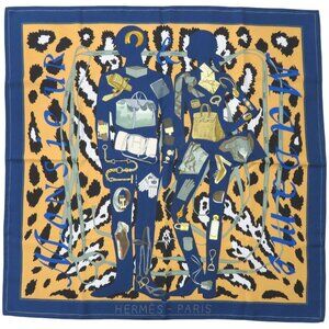 HERMES Authentic Blue Silk Scarf